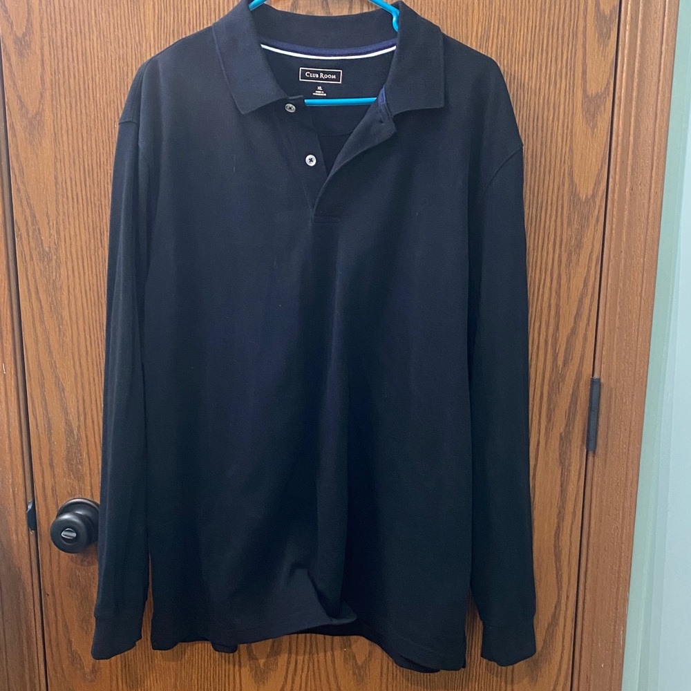 Club Room Men's Long Sleeve Polo Black